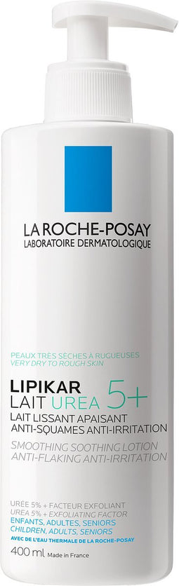 La Roche-Posay Lipikar Lait Urea 5+ Bodylotion - Verzachtende, Gladmakende Melk - voor een Zeer Droge, Ruwe en Schilferige Huid - 400ml