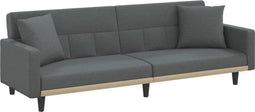 vidaXL - Slaapbank - met - kussens - stof - donkergrijs