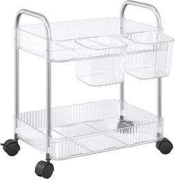 vidaXL - Opbergtrolley - 2-laags - 37x28x43,5 - cm - acryl - transparant