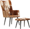 vidaXL Fauteuil met voetensteun echt leer bruin