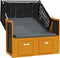 vidaXL - Strandstoel - met - luifel - poly - rattan - en - hout - zwart - en - antraciet