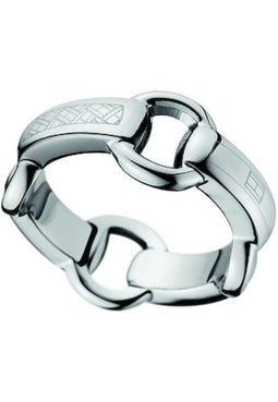 Tommy Hilfiger TJ2700103C - Ring - Hoogglans gepolijst staal met logo - Zilverkleurig (maat 54)