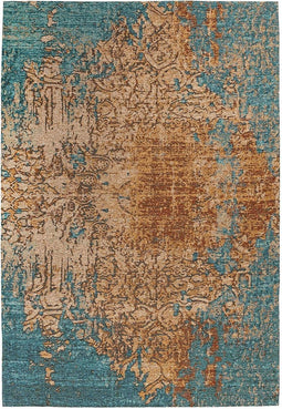 LaagPol - dun tapijt, patchwork, bloemenpatroon, kleurrijke, modern, onderhoudsvriendelijk - woonkamer, slaapkamer, eetkamer, hal - kleur: turquoise, blauw, rood, oranje, afmetingen: 80 x 150 cm