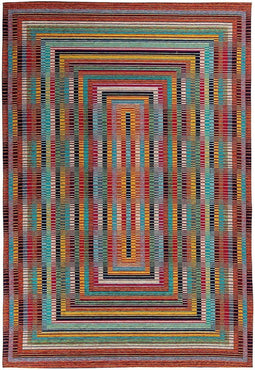 LaagPol - dun tapijt, patchwork, met bloemen, zigzag patroon, campagne, modern, onderhoudsvriendelijk - woonkamer, slaapkamer, eetkamer, hal - kleur: rood, Zwart, oranje, turquoise blauw, afmetingen: 80 x 150 cm