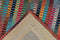LaagPol - dun tapijt, patchwork, met bloemen, zigzag patroon, campagne, modern, onderhoudsvriendelijk - woonkamer, slaapkamer, eetkamer, hal - kleur: rood, Zwart, oranje, turquoise blauw, afmetingen: 80 x 150 cm