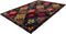 LaagPol - dun tapijt, patchwork, met bloemen, zigzag patroon, campagne, modern, onderhoudsvriendelijk - woonkamer, slaapkamer, eetkamer, hal - kleur: rood, Zwart, oranje, turquoise blauw, afmetingen: 80 x 150 cm