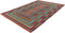 LaagPol - dun tapijt, patchwork, met bloemen, zigzag patroon, campagne, modern, onderhoudsvriendelijk - woonkamer, slaapkamer, eetkamer, hal - kleur: rood, Zwart, oranje, turquoise blauw, afmetingen: 80 x 150 cm
