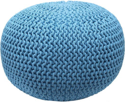 Label 51 Gebreid - Poef - Rond - Ø50 - Katoen - Blauw