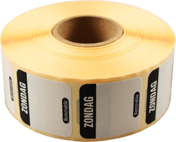 Label - Daglabel zo - papier - beschrijfbaar - 25x25mm - zwart - rol à 1000 stuks