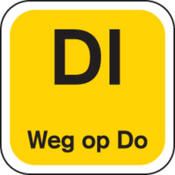 Label - DI weg op - papier - afwasbaar - 19x19mm - geel - rol à 1000 stuks