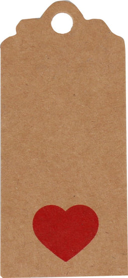 Label - karton - Hartje - bruin/rood - 50 stuks