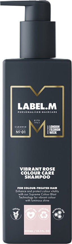 Label.M Vibrant Rose Colour Care Shampoo - 1000 ml- Normale shampoo - Voor Gekleurd haar -