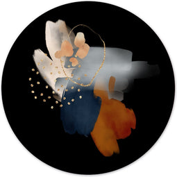 Label2X - Muurcirkel abstract zwart - Ø 30 cm - Dibond - Multicolor - Wandcirkel - Rond Schilderij - Muurdecoratie Cirkel - Wandecoratie rond - Decoratie voor woonkamer of slaapkamer