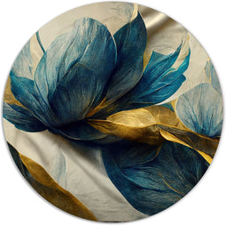 Label2X - Muurcirkel art blauw goud - Ø 60 cm - Forex - Multicolor - Wandcirkel - Rond Schilderij - Muurdecoratie Cirkel - Wandecoratie rond - Decoratie voor woonkamer of slaapkamer