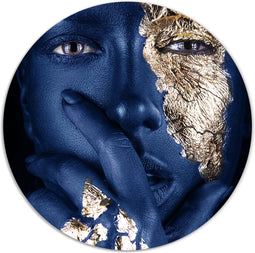 Label2X - Muurcirkel blue lady - Ø 20 cm - Forex - Multicolor - Wandcirkel - Rond Schilderij - Muurdecoratie Cirkel - Wandecoratie rond - Decoratie voor woonkamer of slaapkamer