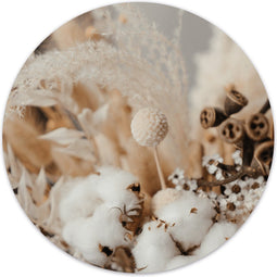 Label2X - Muurcirkel cotton flower - Ø 140 cm - Forex - Multicolor - Wandcirkel - Rond Schilderij - Muurdecoratie Cirkel - Wandecoratie rond - Decoratie voor woonkamer of slaapkamer