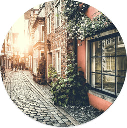 Label2X - Muurcirkel dorp - Ø 40 cm - Forex - Multicolor - Wandcirkel - Rond Schilderij - Muurdecoratie Cirkel - Wandecoratie rond - Decoratie voor woonkamer of slaapkamer