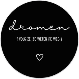 Label2X - Muurcirkel dromen zwart - Ø 100 cm - Forex - Multicolor - Wandcirkel - Rond Schilderij - Muurdecoratie Cirkel - Wandecoratie rond - Decoratie voor woonkamer of slaapkamer