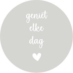 Label2X - Muurcirkel geniet elke dag - Ø 40 cm - Dibond - Multicolor - Wandcirkel - Rond Schilderij - Muurdecoratie Cirkel - Wandecoratie rond - Decoratie voor woonkamer of slaapkamer