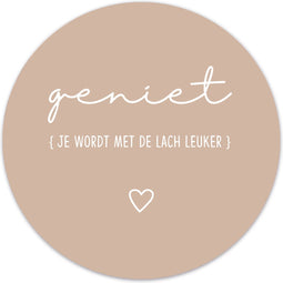 Label2X - Muurcirkel geniet lach beige - Ø 100 cm - Forex - Multicolor - Wandcirkel - Rond Schilderij - Muurdecoratie Cirkel - Wandecoratie rond - Decoratie voor woonkamer of slaapkamer