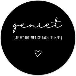 Label2X - Muurcirkel geniet lach zwart - Ø 12 cm - Forex - Multicolor - Wandcirkel - Rond Schilderij - Muurdecoratie Cirkel - Wandecoratie rond - Decoratie voor woonkamer of slaapkamer