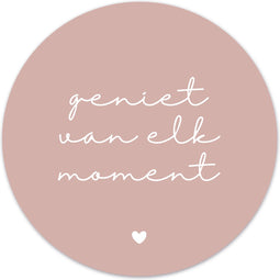 Label2X - Muurcirkel geniet van elk moment roze - Ø 12 cm - Dibond - Multicolor - Wandcirkel - Rond Schilderij - Muurdecoratie Cirkel - Wandecoratie rond - Decoratie voor woonkamer of slaapkamer