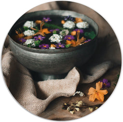 Label2X - Muurcirkel - Gentle - Ø 30 cm - Forex - Multicolor - Wandcirkel - Rond Schilderij - Bloemen en Planten - Muurdecoratie Cirkel - Wandecoratie rond - Decoratie voor woonkamer of slaapkamer