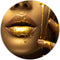 Label2X - Muurcirkel gold lips - Ø 120 cm - Dibond - Multicolor - Wandcirkel - Rond Schilderij - Muurdecoratie Cirkel - Wandecoratie rond - Decoratie voor woonkamer of slaapkamer