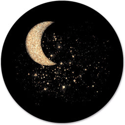 Label2X - Muurcirkel gold moon - Ø 30 cm - Forex - Multicolor - Wandcirkel - Rond Schilderij - Muurdecoratie Cirkel - Wandecoratie rond - Decoratie voor woonkamer of slaapkamer