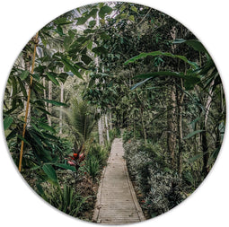 Label2X - Muurcirkel green paradise - Ø 20 cm - Dibond - Multicolor - Wandcirkel - Rond Schilderij - Muurdecoratie Cirkel - Wandecoratie rond - Decoratie voor woonkamer of slaapkamer