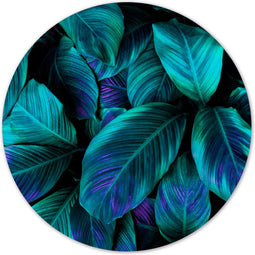 Label2X - Muurcirkel green purple plant - Ø 60 cm - Forex - Multicolor - Wandcirkel - Rond Schilderij - Muurdecoratie Cirkel - Wandecoratie rond - Decoratie voor woonkamer of slaapkamer