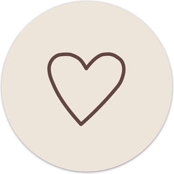 Label2X - Muurcirkel hart beige - Ø 80 cm - Forex - Multicolor - Wandcirkel - Rond Schilderij - Muurdecoratie Cirkel - Wandecoratie rond - Decoratie voor woonkamer of slaapkamer
