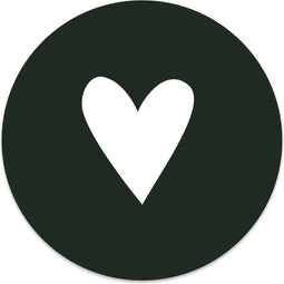 Label2X - Muurcirkel hart wit groen - Ø 60 cm - Forex - Multicolor - Wandcirkel - Rond Schilderij - Muurdecoratie Cirkel - Wandecoratie rond - Decoratie voor woonkamer of slaapkamer