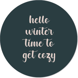 Label2X - Muurcirkel hello winter green - Ø 30 cm - Forex - Multicolor - Wandcirkel - Rond Schilderij - Muurdecoratie Cirkel - Wandecoratie rond - Decoratie voor woonkamer of slaapkamer