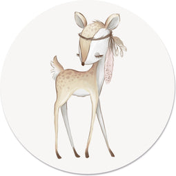 Label2X - Muurcirkel kids bambi - 100 cm - Forex - Multicolor - Wandcirkel - Rond Schilderij - Muurdecoratie Cirkel - Wandecoratie rond - Decoratie voor woonkamer of slaapkamer