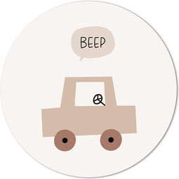 Label2X - Muurcirkel kids beep - 80 cm - Dibond - Multicolor - Wandcirkel - Rond Schilderij - Muurdecoratie Cirkel - Wandecoratie rond - Decoratie voor woonkamer of slaapkamer