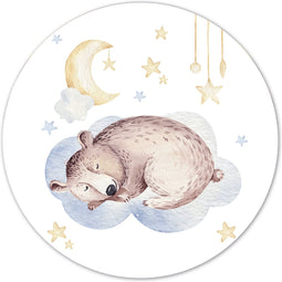 Label2X - Muurcirkel kids beertje wolk - Ø 30 cm - Forex - Multicolor - Wandcirkel - Rond Schilderij - Muurdecoratie Cirkel - Wandecoratie rond - Decoratie voor woonkamer of slaapkamer