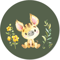 Label2X - Muurcirkel kids biggetje - 100 cm - Forex - Multicolor - Wandcirkel - Rond Schilderij - Muurdecoratie Cirkel - Wandecoratie rond - Decoratie voor woonkamer of slaapkamer