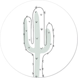 Label2X - Muurcirkel kids cactus - 60 cm - Forex - Multicolor - Wandcirkel - Rond Schilderij - Muurdecoratie Cirkel - Wandecoratie rond - Decoratie voor woonkamer of slaapkamer