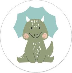 Label2X - Muurcirkel kids dino - 30 cm - Forex - Multicolor - Wandcirkel - Rond Schilderij - Muurdecoratie Cirkel - Wandecoratie rond - Decoratie voor woonkamer of slaapkamer