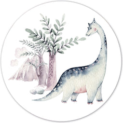Label2X - Muurcirkel kids dino world - Ø 60 cm - Forex - Multicolor - Wandcirkel - Rond Schilderij - Muurdecoratie Cirkel - Wandecoratie rond - Decoratie voor woonkamer of slaapkamer