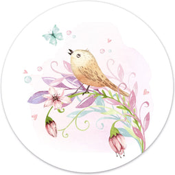 Label2X Muurcirkel kids fairy bird - Ø 20 cm / Forex - Wandcirkel bloem - Bloemen - Wandcirkel natuur - Wandcirkel rond - Wanddecoratie woonkamer - Wandcirkel - Muurcirkel binnen - Wandbord rond - Muurcirkel - WallCircle