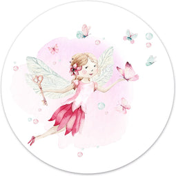 Label2X Muurcirkel kids fairy - Ø 120 cm / Forex - Wandcirkel bloem - Bloemen - Wandcirkel natuur - Wandcirkel rond - Wanddecoratie woonkamer - Wandcirkel - Muurcirkel binnen - Wandbord rond - Muurcirkel - WallCircle