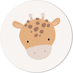 Label2X - Muurcirkel kids giraffe - 20 cm - Dibond - Multicolor - Wandcirkel - Rond Schilderij - Muurdecoratie Cirkel - Wandecoratie rond - Decoratie voor woonkamer of slaapkamer