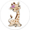 Label2X - Muurcirkel kids giraffe meisje - 40 cm - Dibond - Multicolor - Wandcirkel - Rond Schilderij - Muurdecoratie Cirkel - Wandecoratie rond - Decoratie voor woonkamer of slaapkamer