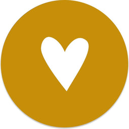 Label2X - Muurcirkel kids hart okergeel - Ø 30 cm - Forex - Multicolor - Wandcirkel - Rond Schilderij - Muurdecoratie Cirkel - Wandecoratie rond - Decoratie voor woonkamer of slaapkamer