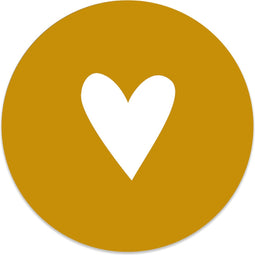 Label2X - Muurcirkel kids hart okergeel - Ø 80 cm - Forex - Multicolor - Wandcirkel - Rond Schilderij - Muurdecoratie Cirkel - Wandecoratie rond - Decoratie voor woonkamer of slaapkamer
