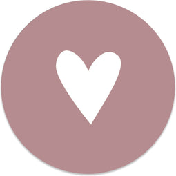 Label2X - Muurcirkel kids hart oudroze - Ø 100 cm - Forex - Multicolor - Wandcirkel - Rond Schilderij - Muurdecoratie Cirkel - Wandecoratie rond - Decoratie voor woonkamer of slaapkamer