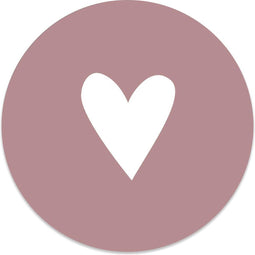 Label2X - Muurcirkel kids hart oudroze - Ø 40 cm - Forex - Multicolor - Wandcirkel - Rond Schilderij - Muurdecoratie Cirkel - Wandecoratie rond - Decoratie voor woonkamer of slaapkamer