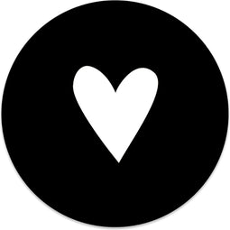 Label2X - Muurcirkel kids hart zwart - Ø 100 cm - Forex - Multicolor - Wandcirkel - Rond Schilderij - Muurdecoratie Cirkel - Wandecoratie rond - Decoratie voor woonkamer of slaapkamer